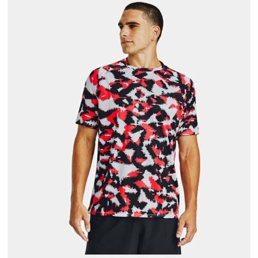 Under Armour Men's UA Tech 2.0 Camo Shirt 1361464-014 Orange/Black/White XXL